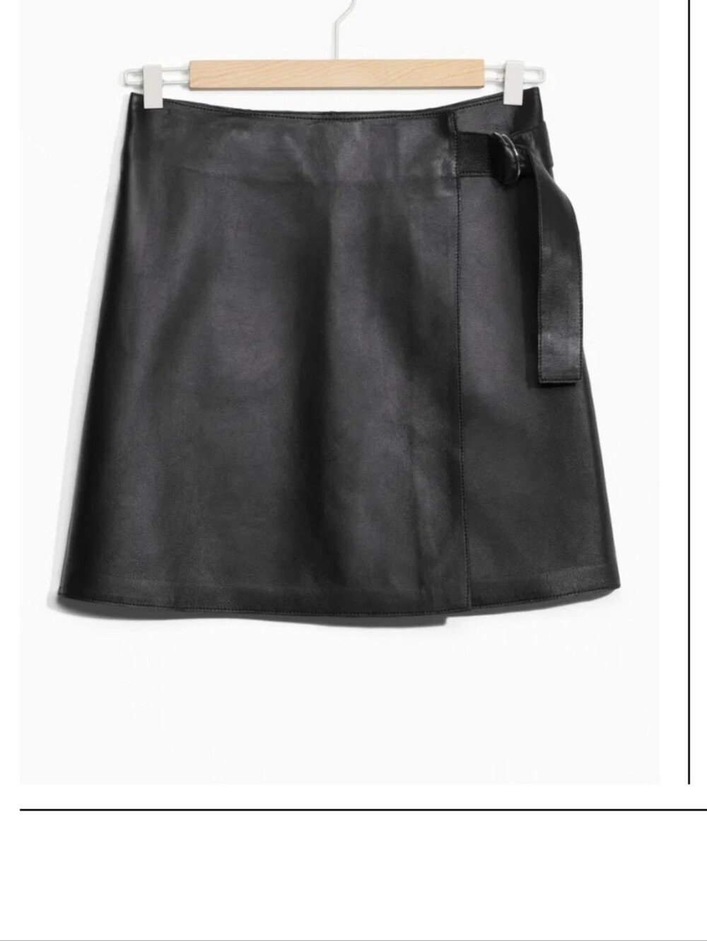 & Other Stories Leather Wrap Mini Skirt With Side Buckle - Black Size 6